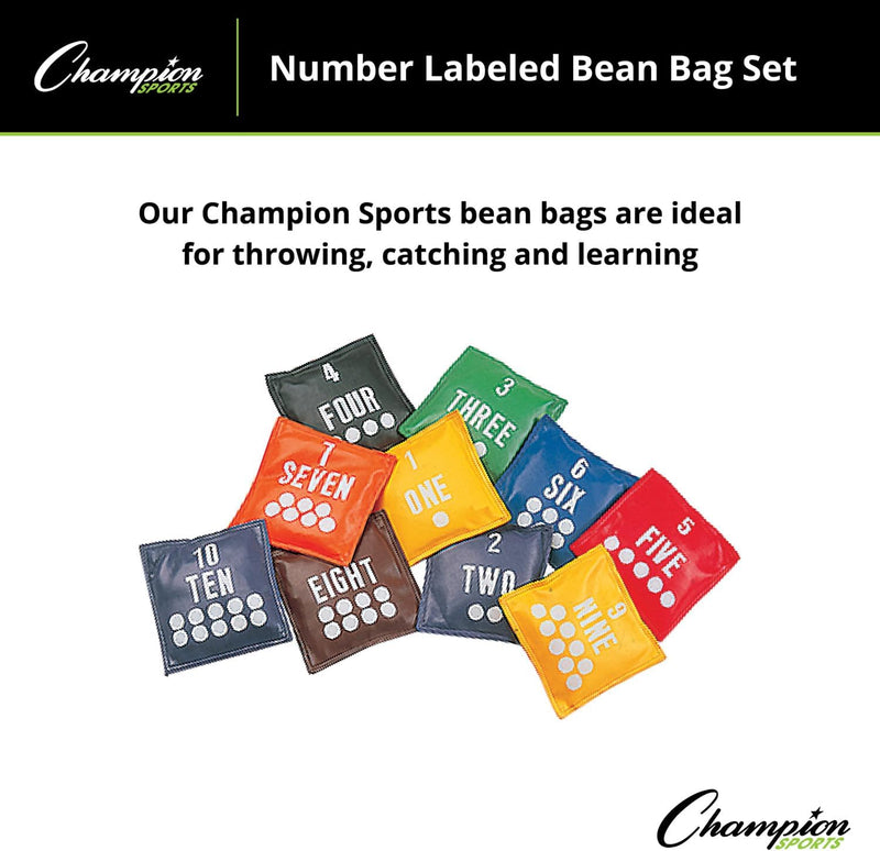 Champion Sports Sitzsack-Set mit Lernmotiven – Alphabet, Farben, geometrische und Zahlen Zahlen (12,