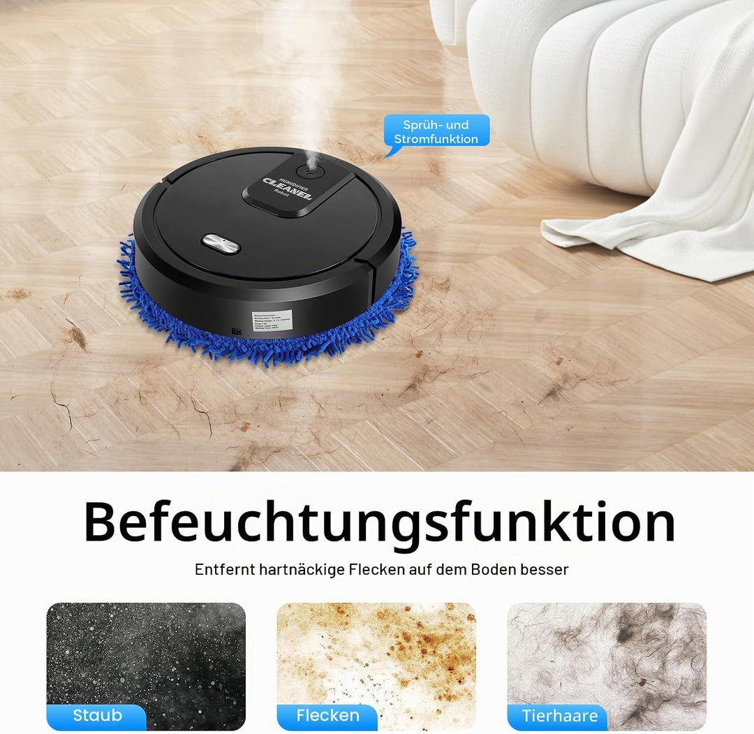 Kehrroboter, Saugroboter Roboter Nass/Trocken-Kehrmaschine Wischmaschine 60 dB USB Charging, 4 Gesch