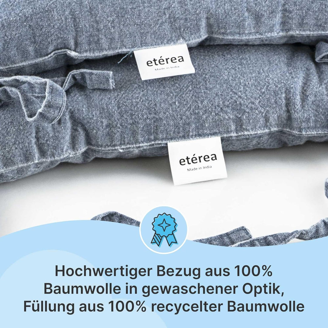 etérea Himmlische Qualität Sitzkissen - 100% Baumwolle - versch Setgrössen Farben mit Bändern - Stuh