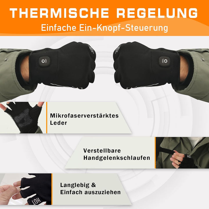uncn Beheizte Handschuhe Fingerlos für Frauen Mann Arbeit Touchscreen Handschuhe für Winter Kaltes W