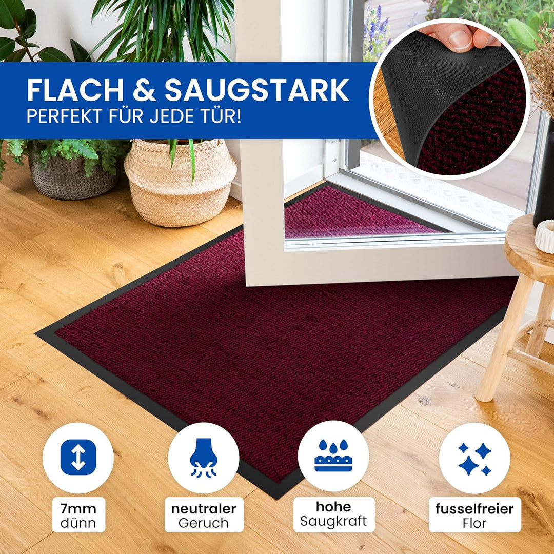 Gentle North Hochwertige Fussmatte rot schwarz 60x90cm gross für Innen & Aussen - Schmutzfangmatte r