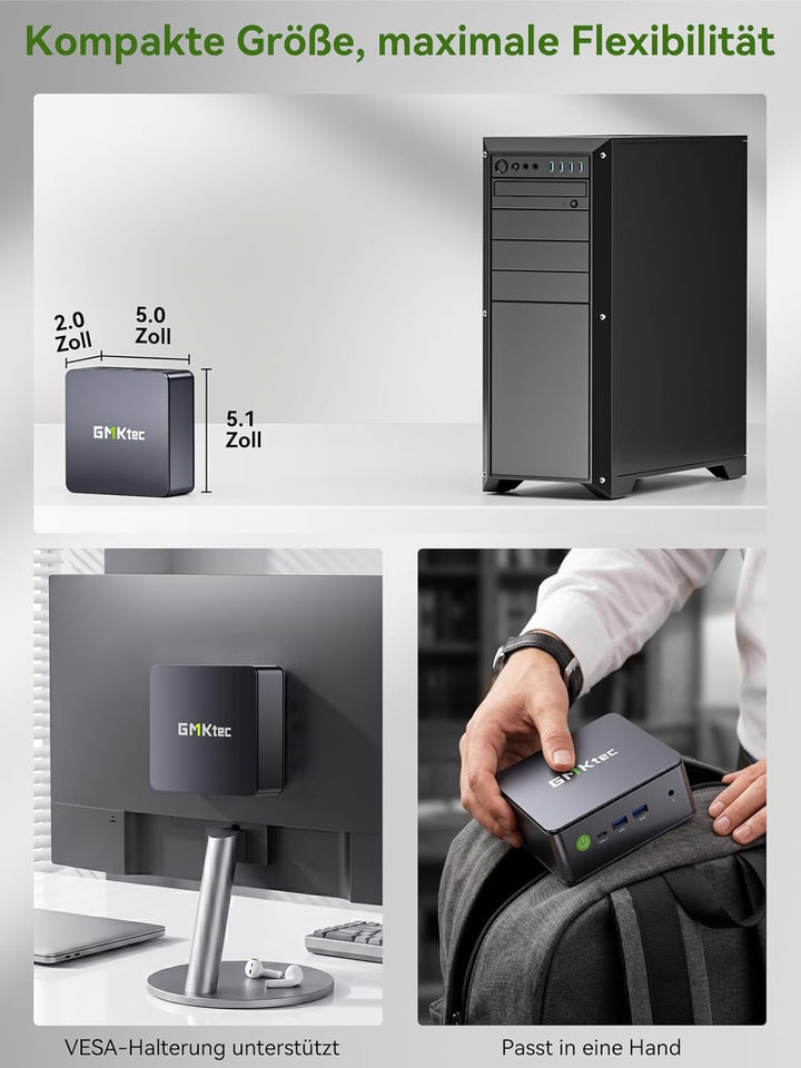 GMKtec G3S N95 Mini PC Intel 3.4GHz, 3 Jahre Produktschutz, 16GB DDR4 + RAM 512GB SSD, Mini Computer