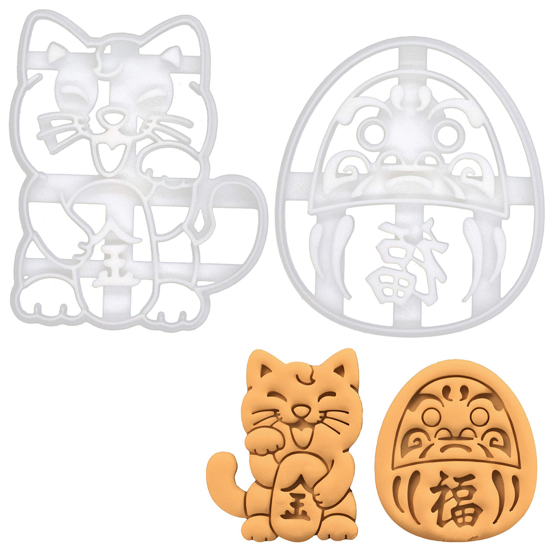 2er Set (Formen: Winkekatze und Daruma)