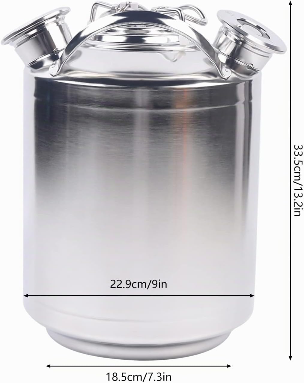 JINPRDAMZ 10L Reinigungsbehälter aus Edelstahl, Silber Bier Reinigungsfass mit 3 Kopf Reinigungsbehä