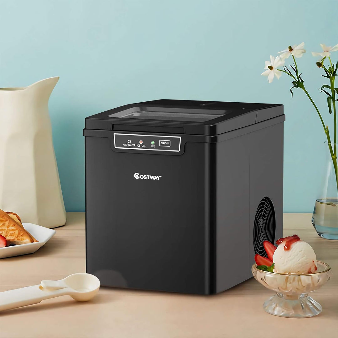 COSTWAY 1,85L Eiswürfelmaschine 12kg/24H, Ice Maker 9 Eiswürfel in 8 min, Eismaschine Eiswürfelberei
