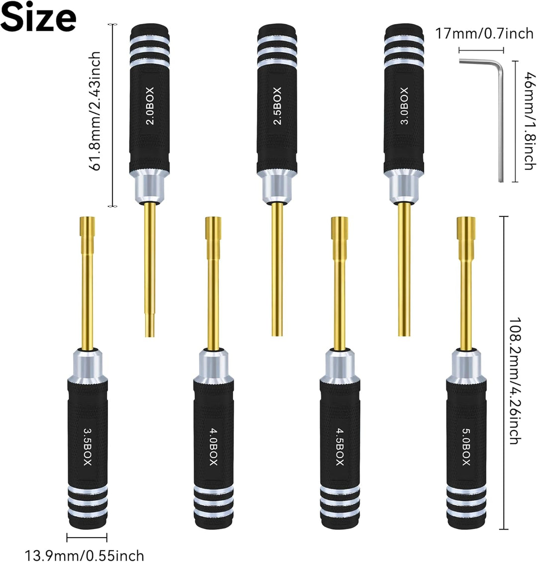 Sechskantmutter Schraubendreher Satz 2.0mm 2.5mm 3.0mm 3.5mm 4.0mm 4.5mm 5.0mm RC Werkzeug Steckschl