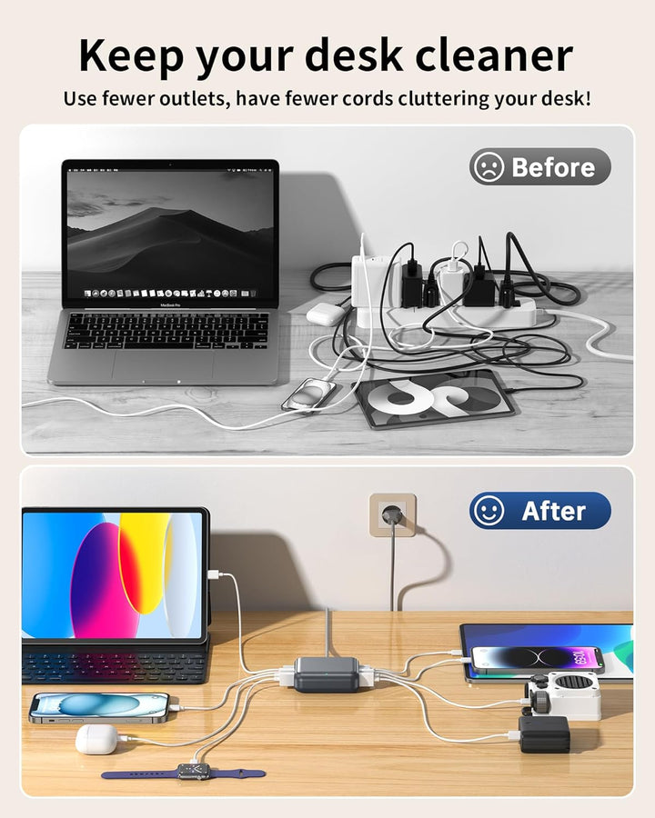 USB C Ladegerät Mehrfach 40W, 8 Port USB-C Schnellladegerät Ladestation für mehrere Geräte,Multiport