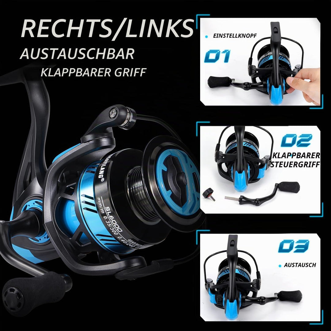 Sougayilang MX-1 Spinnrute und Rollen-Kombination, 2-Sektionen Spinnrute mit 11+1BB Spinnrolle Angel