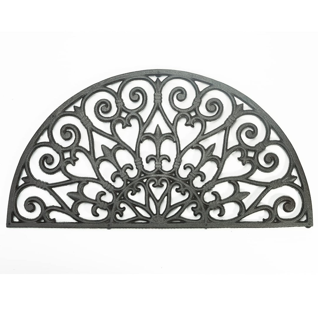 Sungmor Robuste Fussmatte aus Gusseisen – Vintage & schönes Ranken-Design & 71 cm grosse halbrunde V