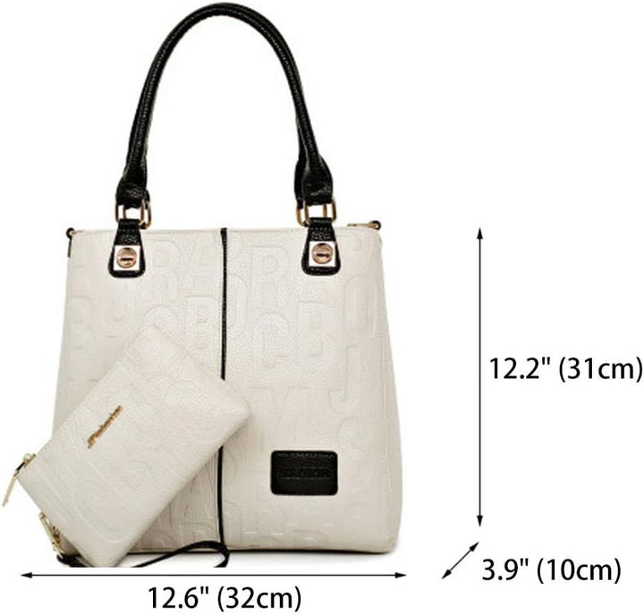 DEERWORD Damen Schultertasche Taschen Frauen Elegant Tasche Italien Vintage PU-Leder 5706 2-teilig s