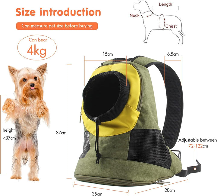 PETCUTE Hunderucksack für mittelgrosse kleine Hunde,Verstellbare Katzenrucksack mit Kopf-Out und Aus