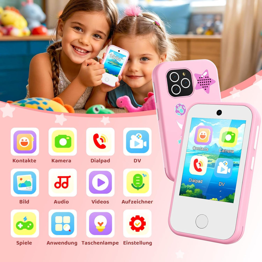 4G Kinderhandy Spielzeug mit Dual Kamera Kinderkamera 2.8 Inch Touchscreen Kindertelefon Lerntelefon