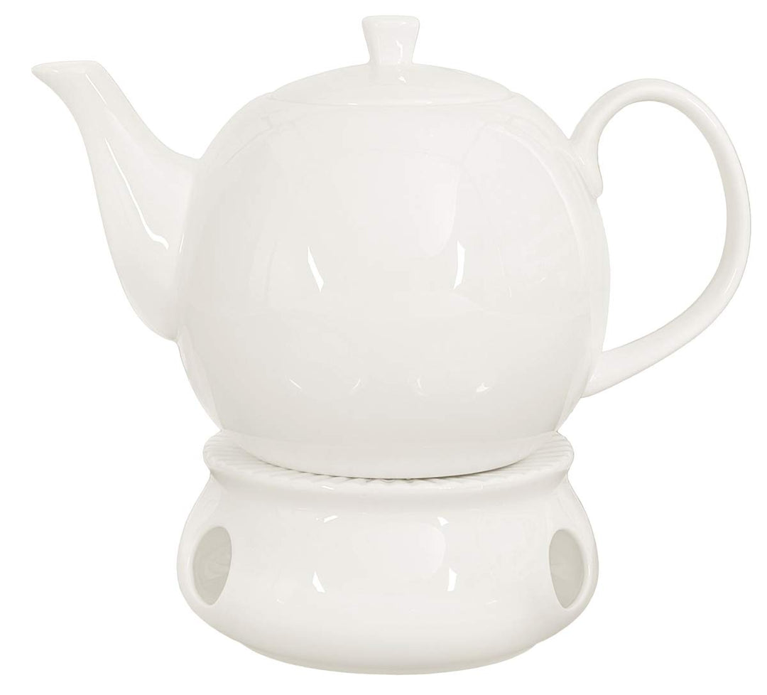 tea4chill Buchensee Teekanne/Kaffeekanne 1,5 Liter mit Stövchen. Fine Bone China Premium Qualität in