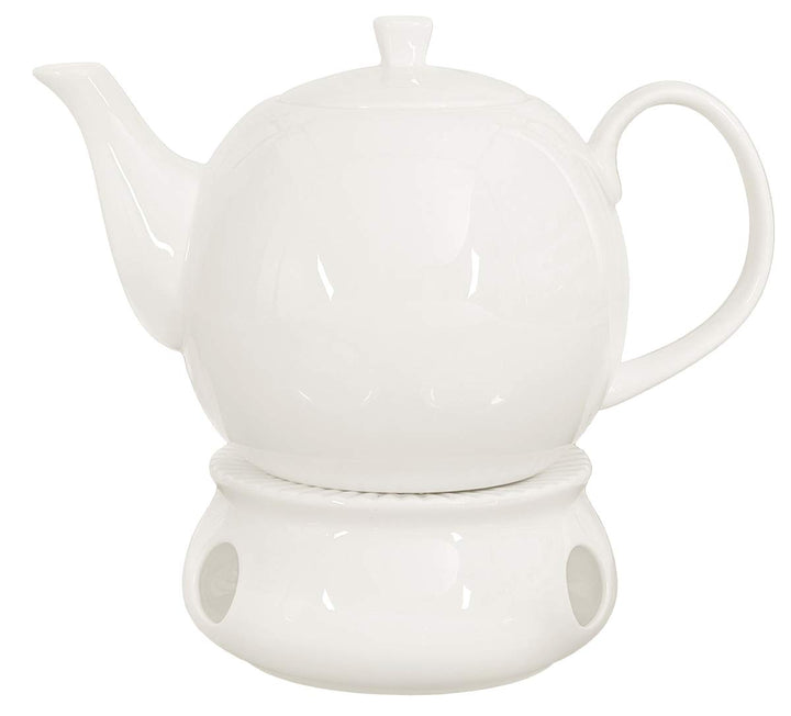 tea4chill Buchensee Teekanne/Kaffeekanne 1,5 Liter mit Stövchen. Fine Bone China Premium Qualität in
