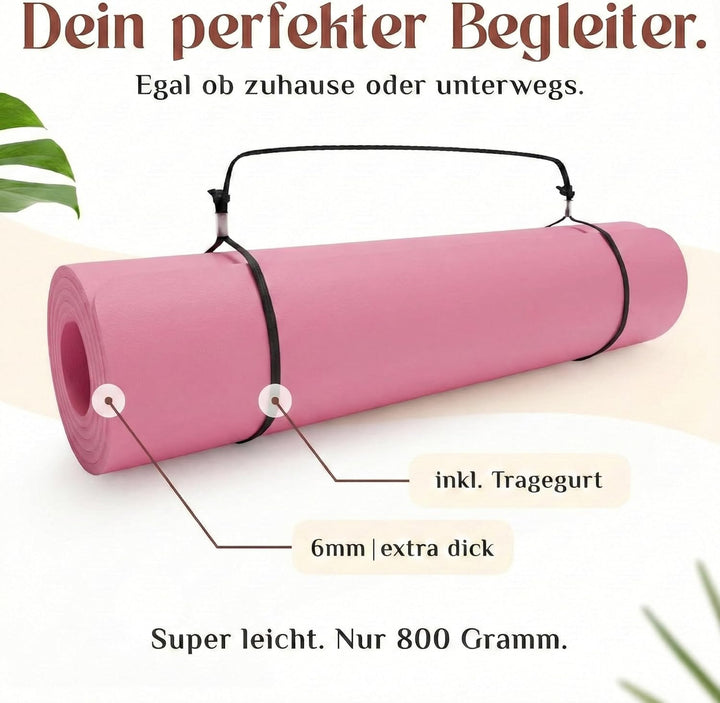 Premium Yoga-Matte aus hautfreundlichem ECO TPE-Material 185 x 60 x 0,6cm (gross) - Boho Style Gymna