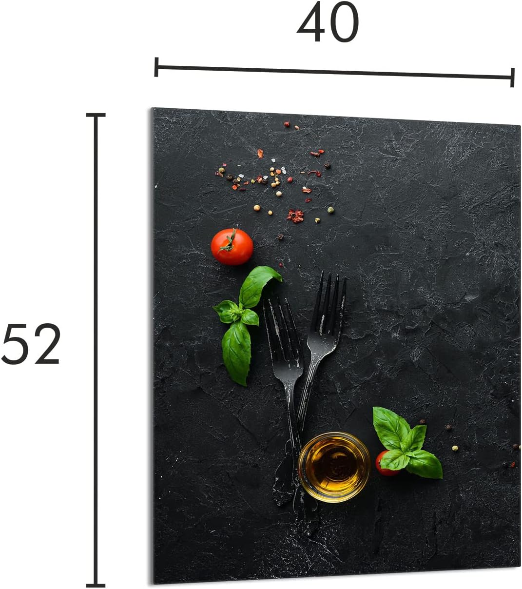DarHaus Herdabdeckplatte einteilig 40x52 cm Ceranfeld Abdeckung Glas Spritzschutz Abdeckplatte Glasp