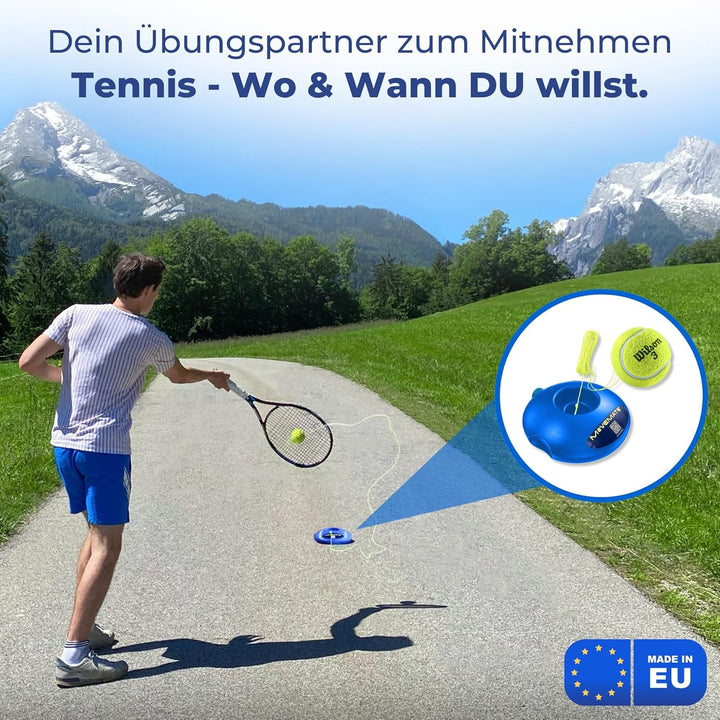 MOVEMATE Tennis-Trainer Set mit Wilson® Tennisball | innovatives Ballspiel für Draussen, im Garten,