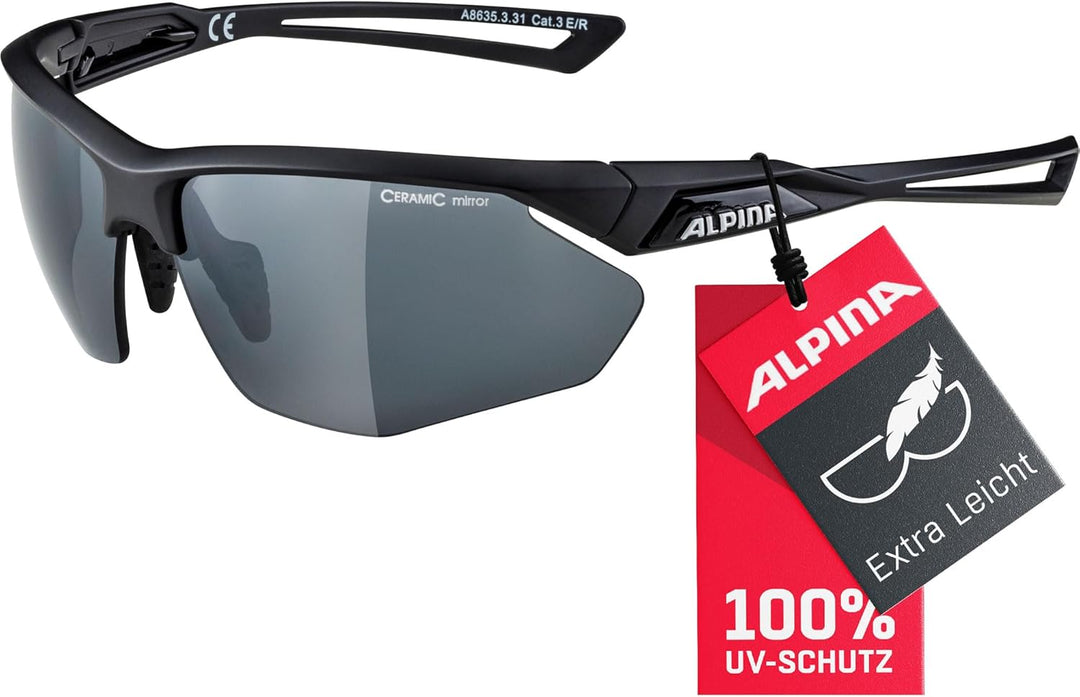 ALPINA NYLOS HR - Verspiegelte und Bruchsichere Sport- & Fahrradbrille für Erwachsene, individuell a