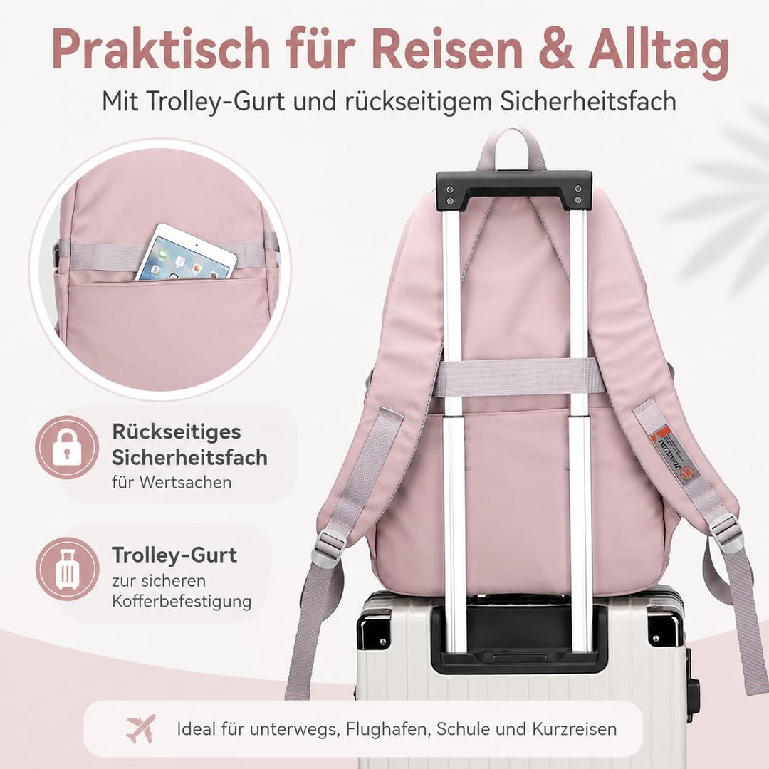 JANSBEN Wasserdichter Schulrucksack für Mädchen &amp; Jungen, Mehrfachfach-Rucksack für Schule &amp; Reisen,
