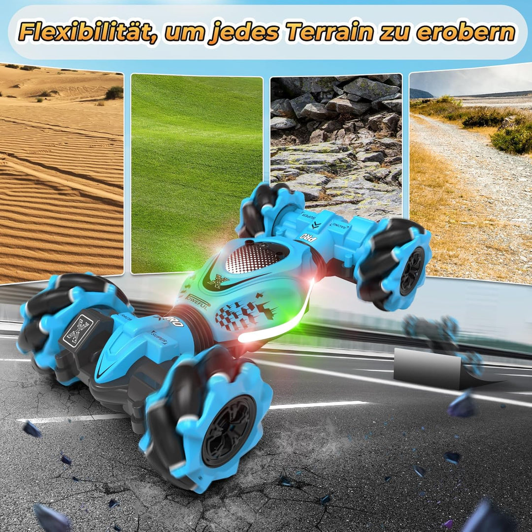 Pristar Ferngesteuertes Auto ab 6 7 8 9 10 11 12 Jahre Auto mit Handsteuerung RC Twist Stunt Car 360