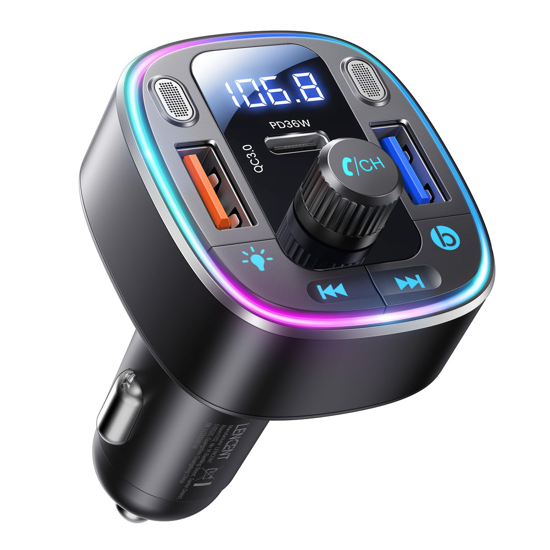 LENCENT FM Transmitter Auto Bluetooth 5.4, 54 W Auto Bluetooth Adapter, Dual USB-Anschlüsse Schnelll