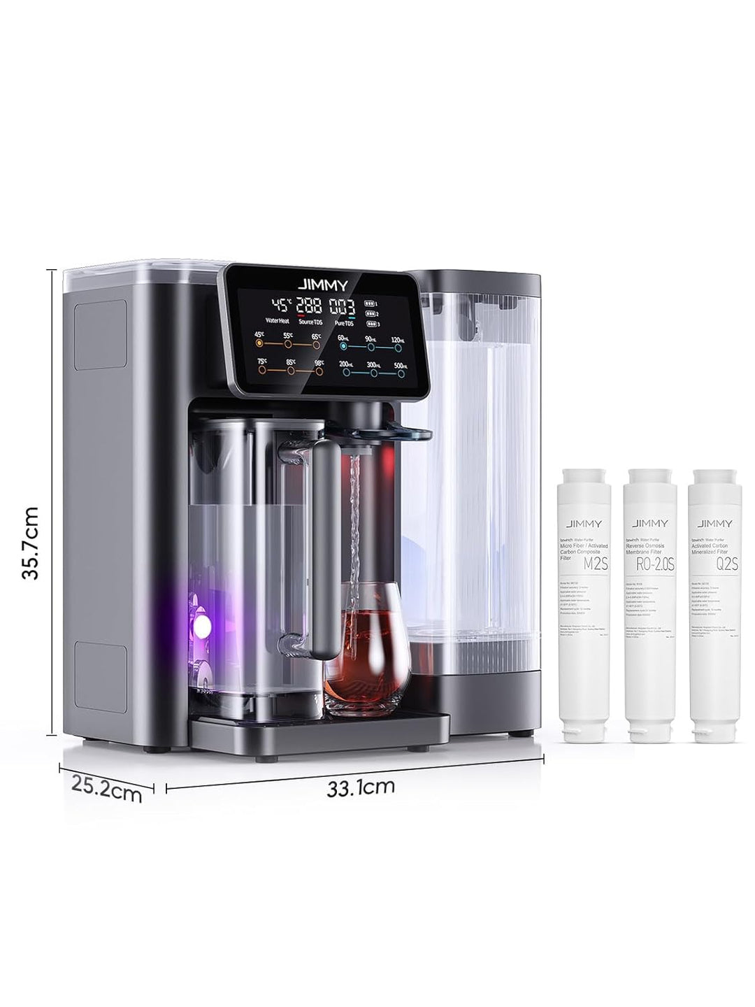 Jimmy R9 Osmoseanlage Trinkwasser Auftisch, Umkehrosmoseanlage Wasserfilter, mit Heisswasserspender,