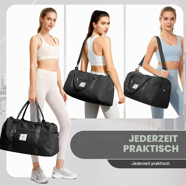 WEPLAN Sport Duffel Bag Damen Herren Sporttasche mit Schuhfach &amp; Nassfach Reisetasche Handgepäck Tas