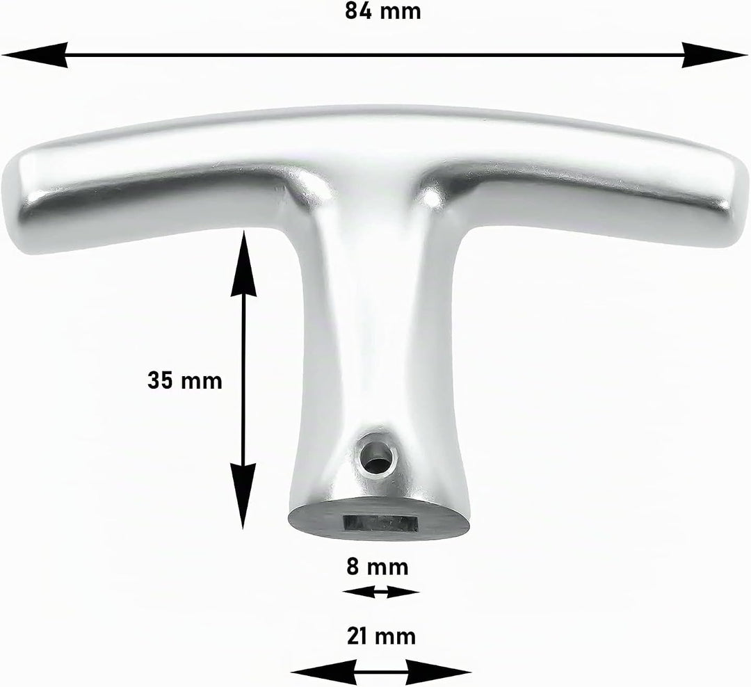Garagentorgriff mit Innengriff, Alu F1, ergonomisch, 8x60 mm Set, 8x60 mm Set