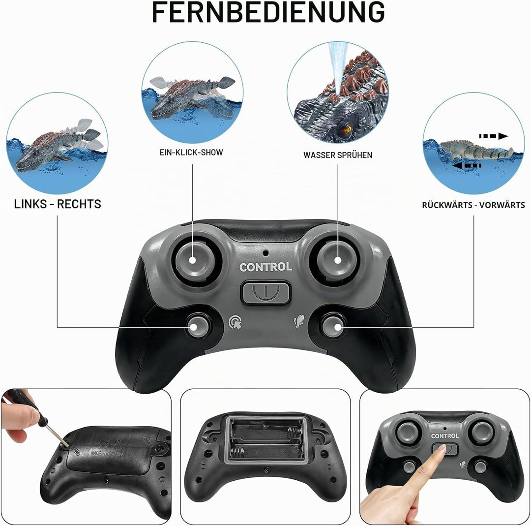 Ferngesteuertes Mosasaurus Spielzeug für Kinder, Ferngesteuertes Elektrisches Dinosaurier Boot mit S