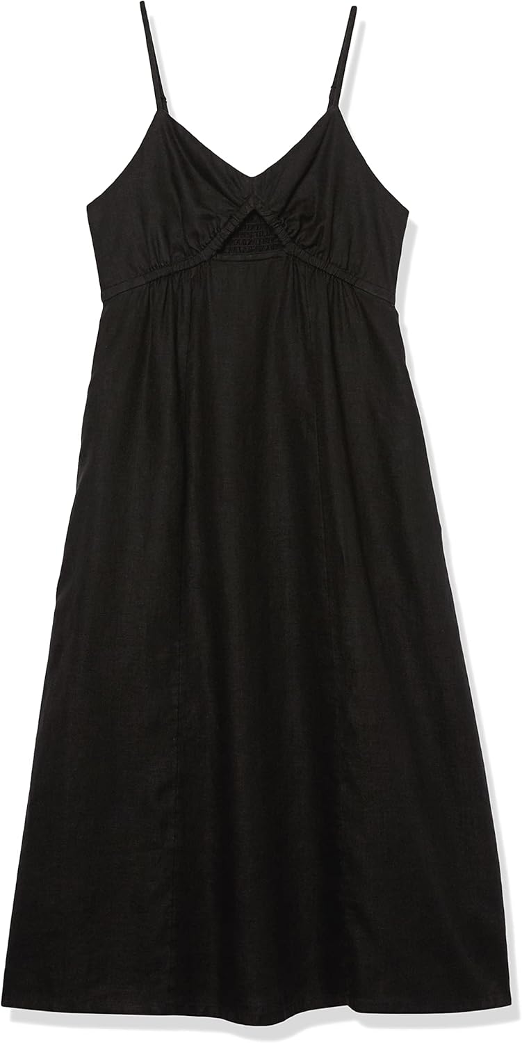 The Drop Maci Träger-Midikleid für Damen, mit V-Ausschnitt, Cut-Out-Detail und gesmoktem Rücken XL S