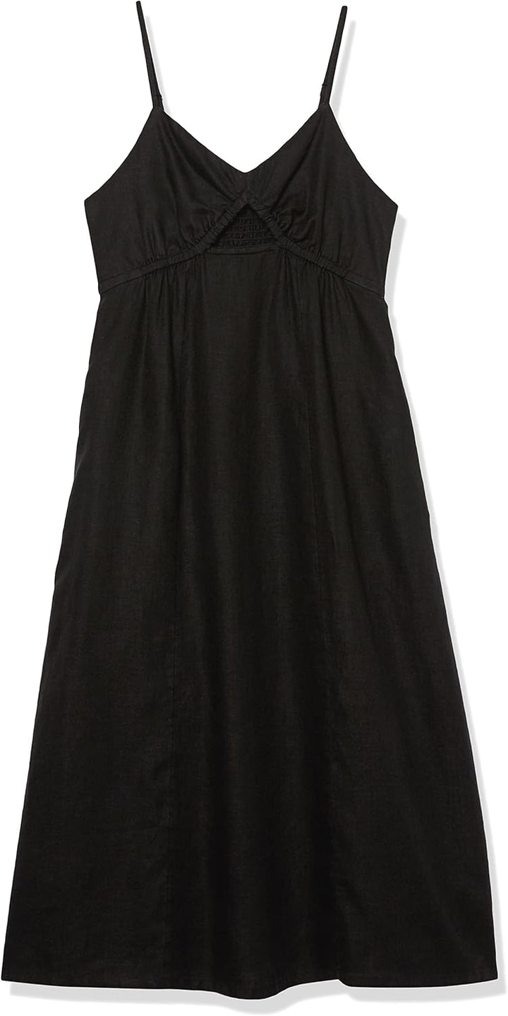 The Drop Maci Träger-Midikleid für Damen, mit V-Ausschnitt, Cut-Out-Detail und gesmoktem Rücken XL S