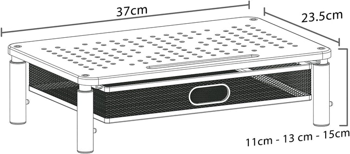 Maclean MC-947 Ergonomischer Monitor-/Laptop-Ständer mit Schublade, 13-32 Zoll Bildschirmgrösse, Höh