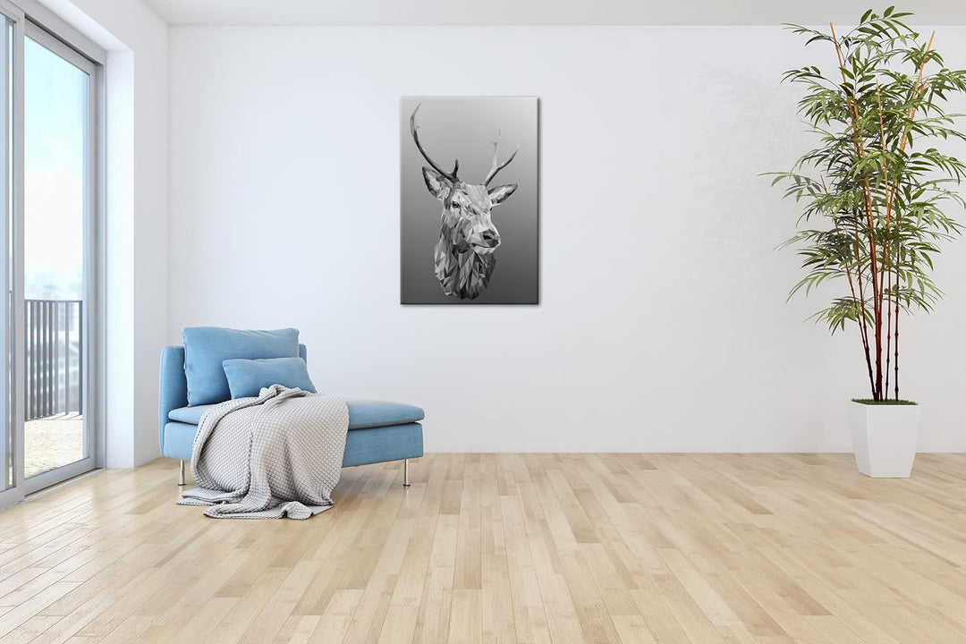 deyoli Illustration eines Hirschkopfes Format: 80x60 Effekt: Schwarz&Weiss als Leinwandbild, Motiv f