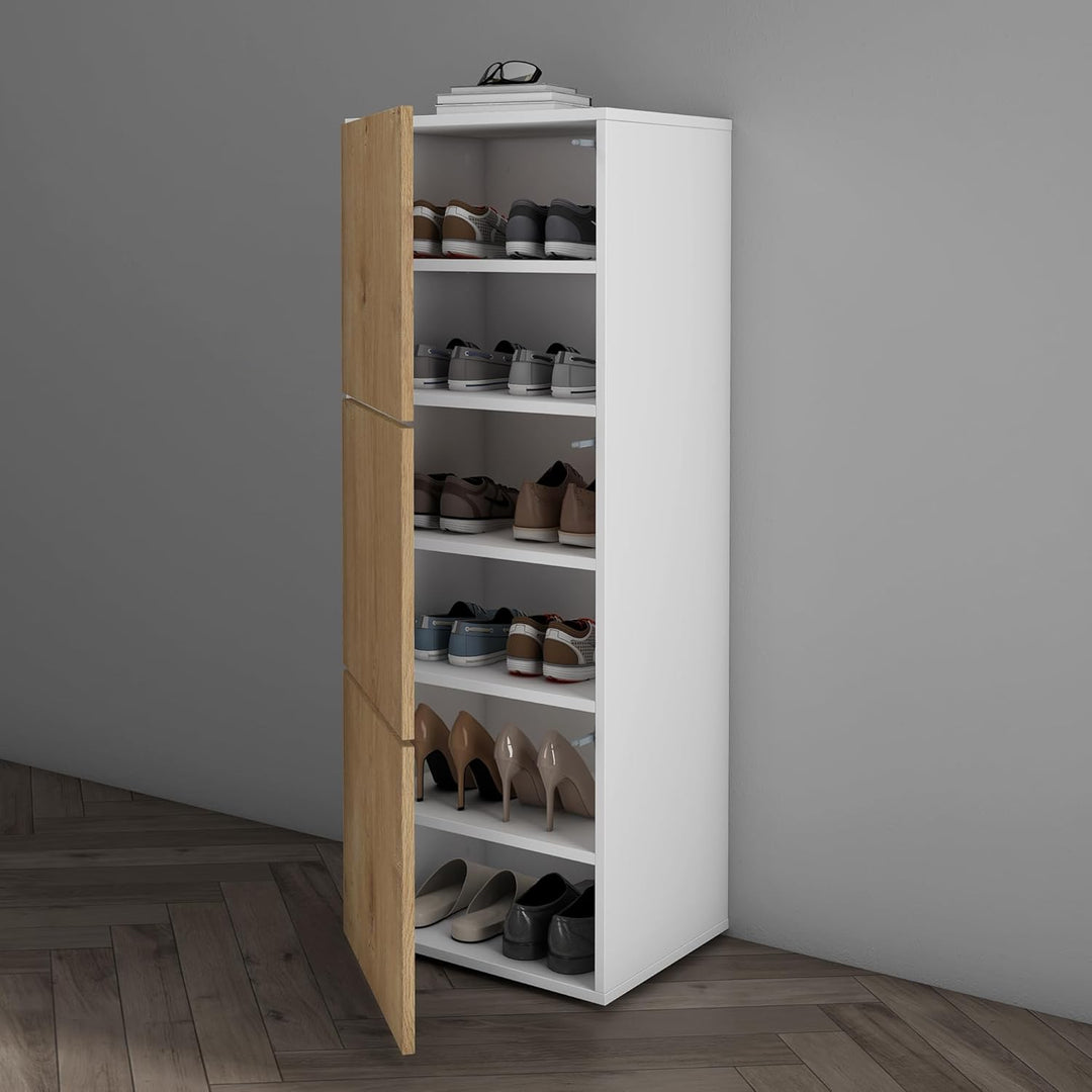 Mai & Mai Schuhschrank Schuhkommode mit 3 Schränken BTH: 45x36x120 cm Schuhregal Möbel in Weiss matt
