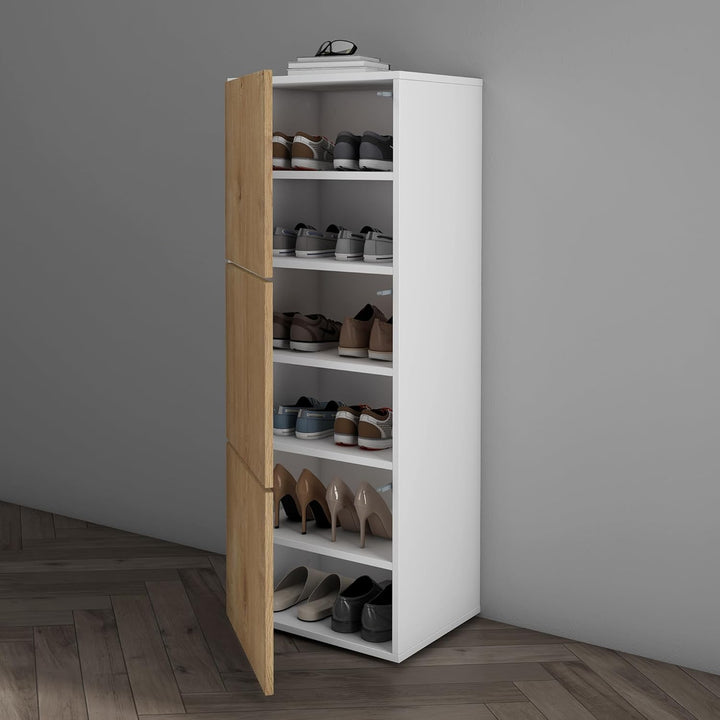 Mai & Mai Schuhschrank Schuhkommode mit 3 Schränken BTH: 45x36x120 cm Schuhregal Möbel in Weiss matt