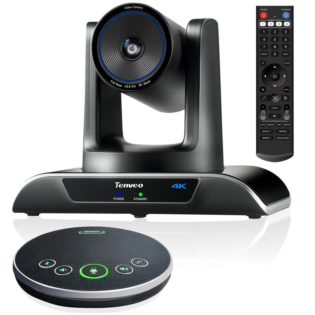 Tenveo 4K PTZ-Konferenzkamera-System mit Bluetooth-Lautsprecher, 3-Fach optischem Zoom, KI-Tracking,