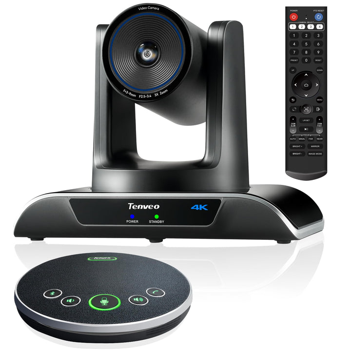 Tenveo 4K PTZ-Konferenzkamera-System mit Bluetooth-Lautsprecher, 3-Fach optischem Zoom, KI-Tracking,