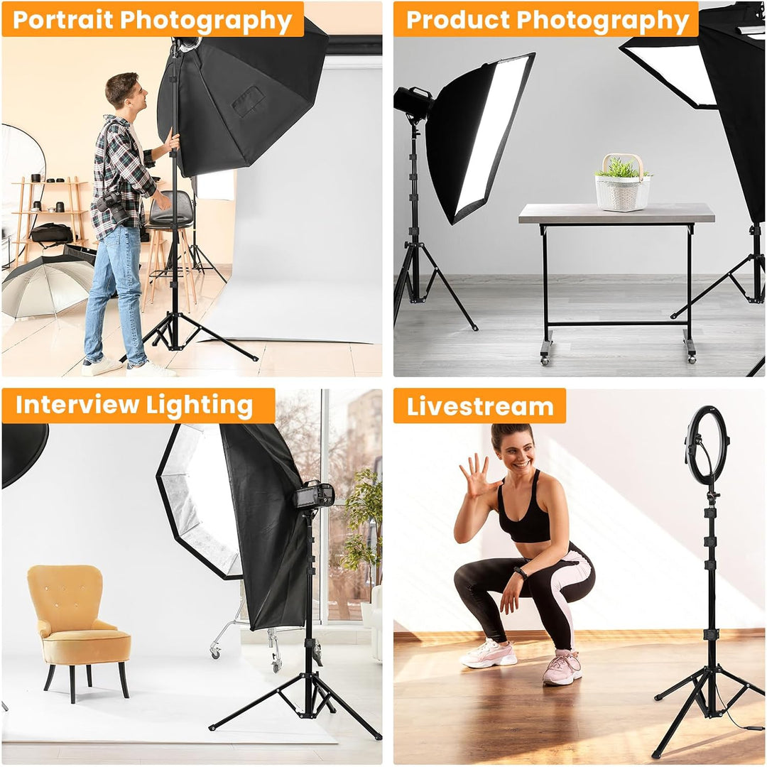 TARION Lichtstativ 180 cm Aluminium Lampenstativ Traglast 8 kg für Studio Outdoor Fotografie Ringlic