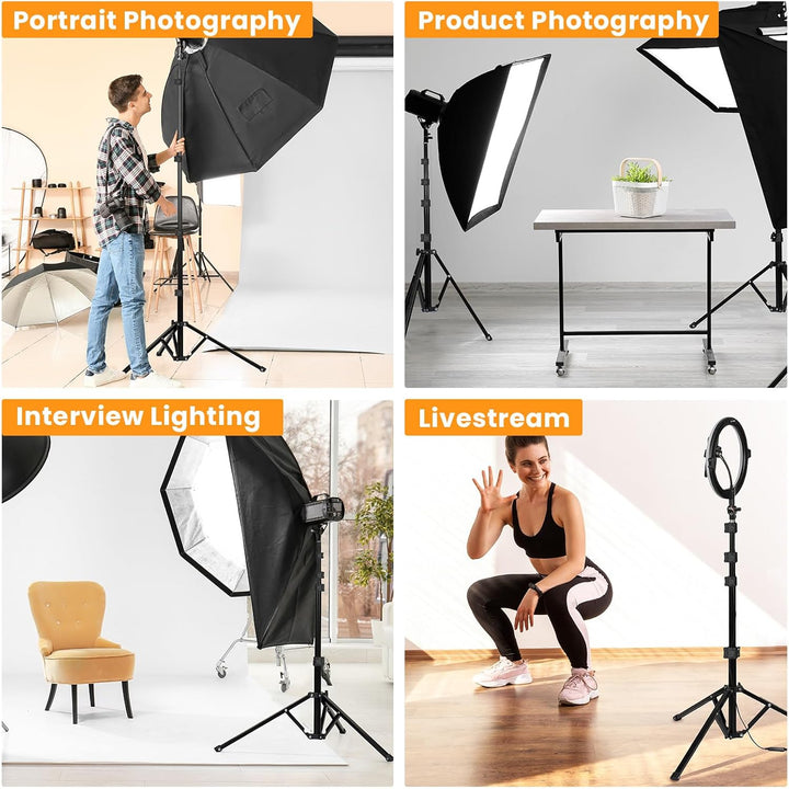 TARION Lichtstativ 180 cm Aluminium Lampenstativ Traglast 8 kg für Studio Outdoor Fotografie Ringlic