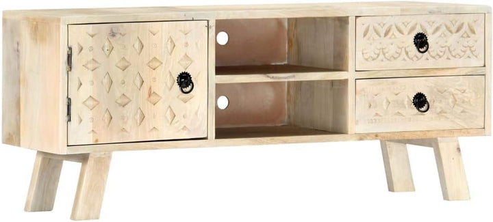 vidaXL Mangoholz Massiv TV Schrank mit 2 Schubladen Lowboard Fernsehschrank Fernsehtisch HiFi-Schran