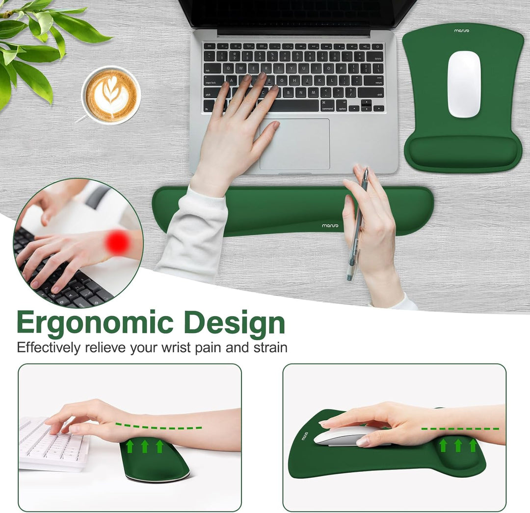 MOSISO Handgelenkauflagen für Mauspad&amp;Tastatur Set,Ergonomisches Mauspad Rutschfester Boden Zuhause/