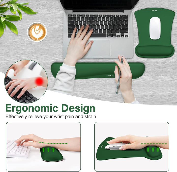 MOSISO Handgelenkauflagen für Mauspad&amp;Tastatur Set,Ergonomisches Mauspad Rutschfester Boden Zuhause/