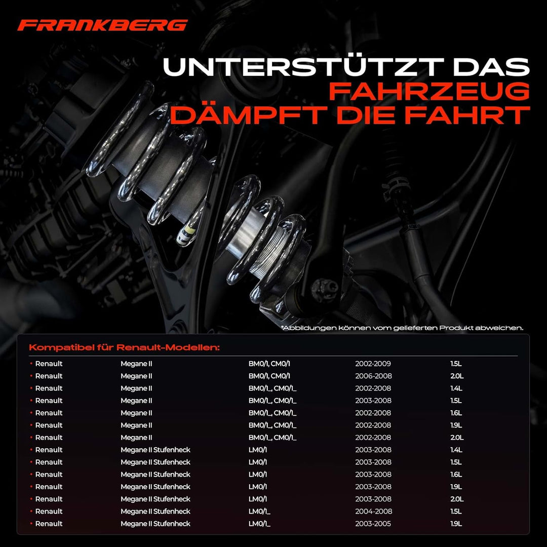 Frankberg 2x Federn Fahrwerksfeder Hinterachse Kompatibel mit Megane II 2002-2008 Megane II Stufenhe