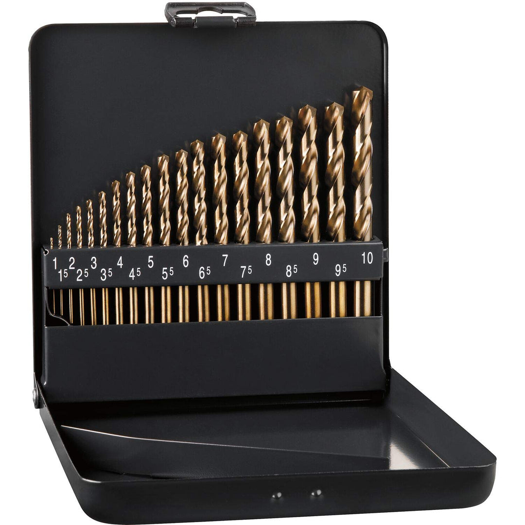 ALPEN 65600019100 Spiralbohrer-Kassette DIN338RN HSS Cobalt Grip KM19 ø 1.0-10.0mm 19-teilig, silber
