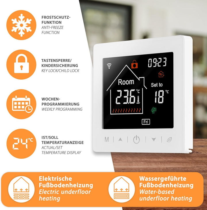Mi-Heat M2 Raumthermostat WLAN weiss - Alexa Tuya Smart Life Google Home elektrische Fussbodenheizun