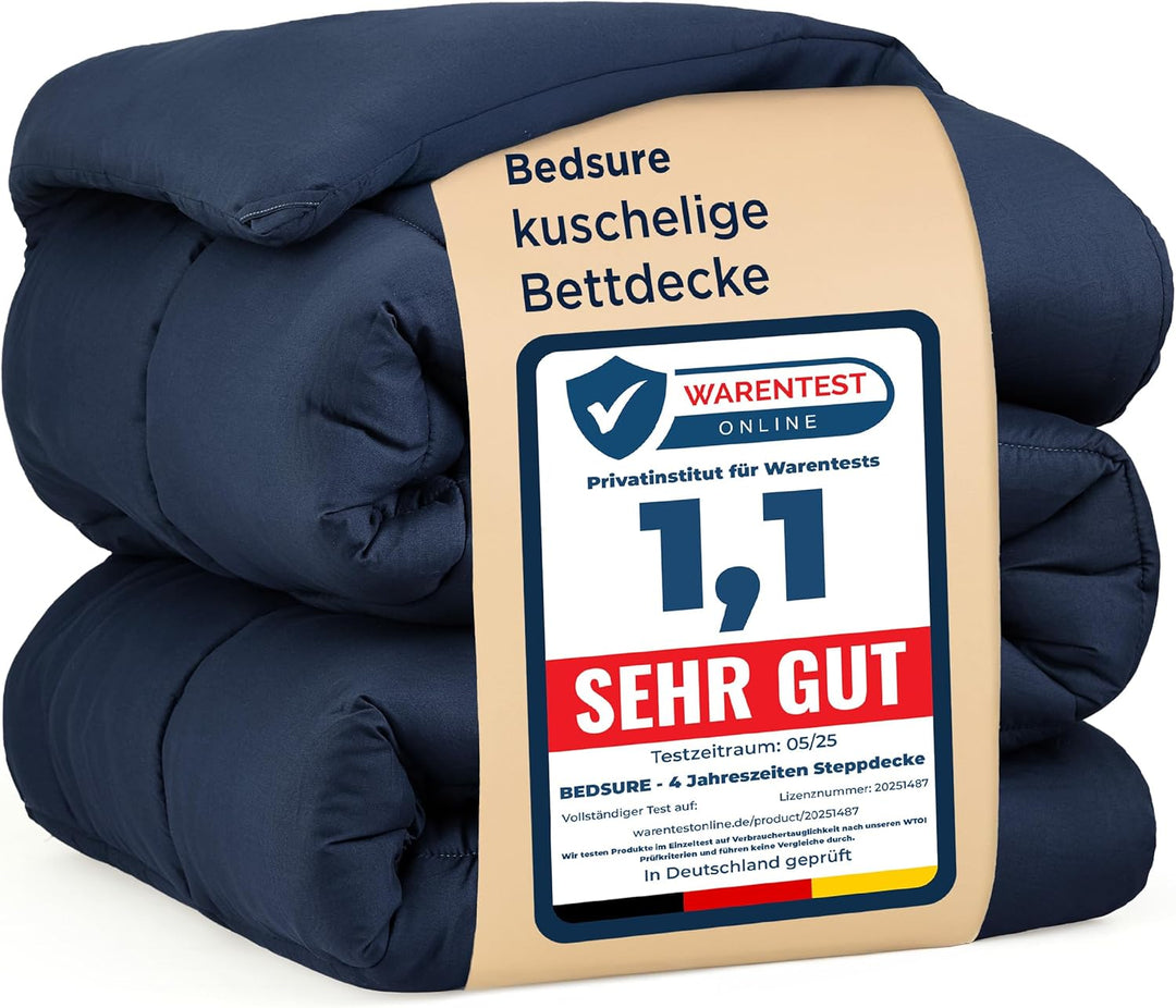 BEDSURE Bettdecke 200x200cm Ganzjahresdecke 4 Jahreszeiten, Steppdecke für Allergiker 300GSM Duvet 2