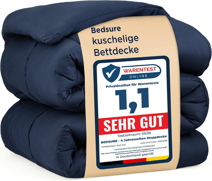 BEDSURE Bettdecke 200x200cm Ganzjahresdecke 4 Jahreszeiten, Steppdecke für Allergiker 300GSM Duvet 2