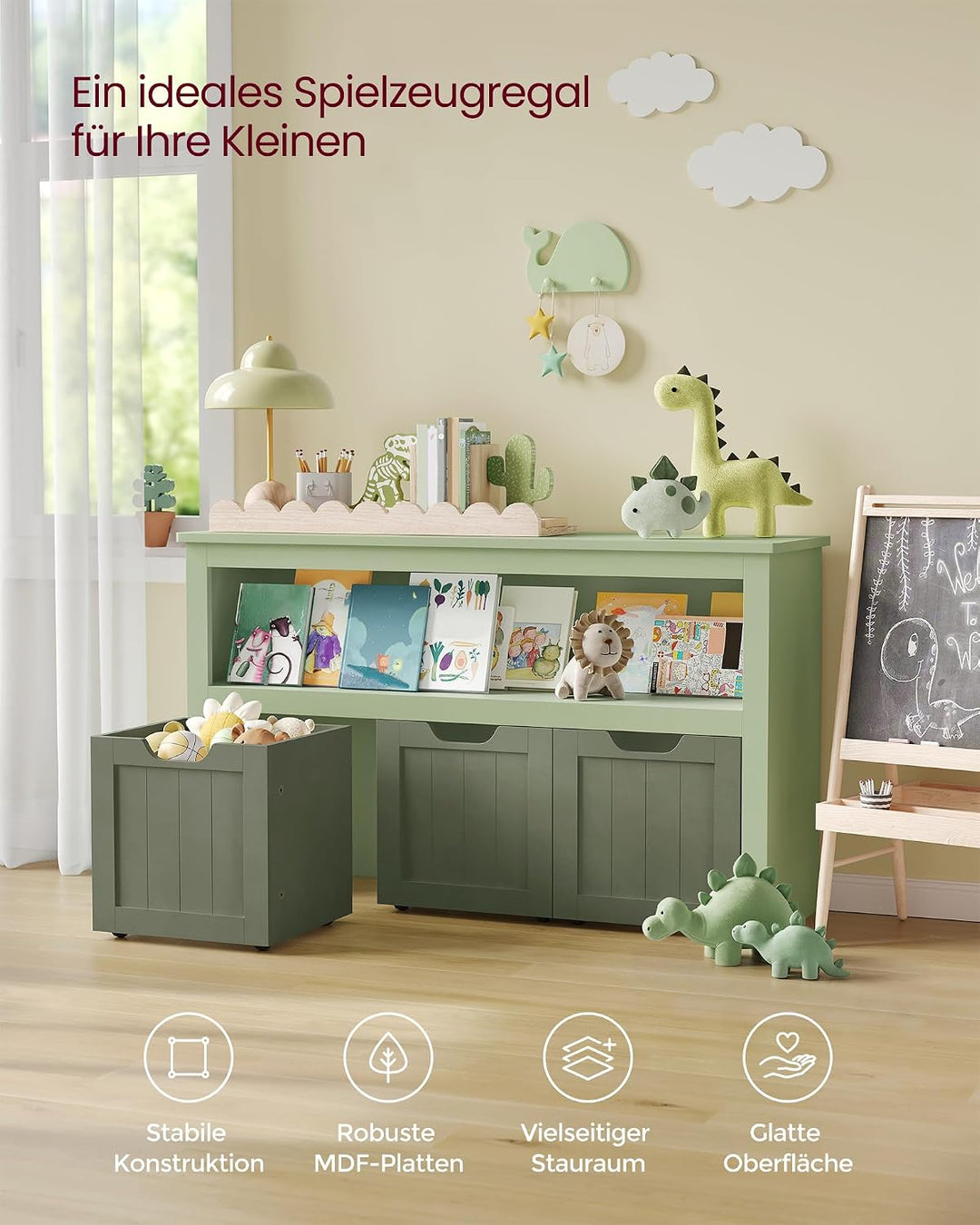VASAGLE Kinderregal, Spielzeugaufbewahrung für Kinder, Aufbewahrungsschrank, Spielzeugschrank, Aufbe
