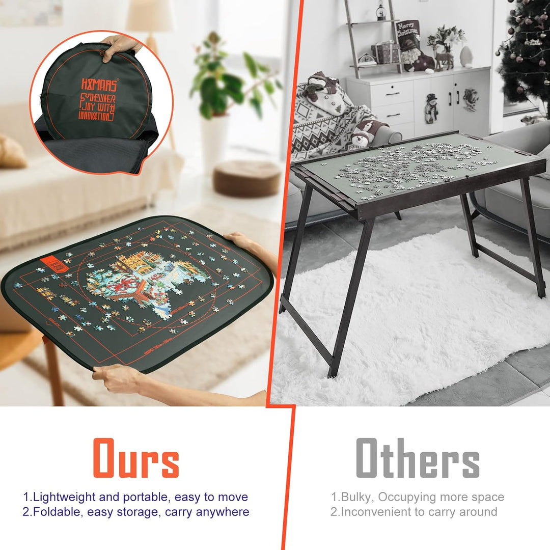 HXMARS Faltbares Puzzlebrett: Grosse Tragbare 1000-Teile-Puzzlematte mit 6 Schubladen, Puzzle-Aufbew