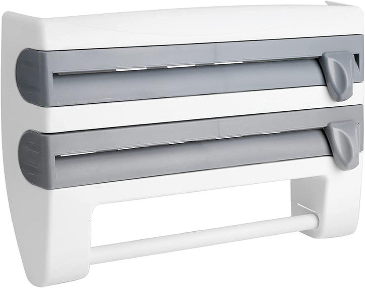 3-Fach Wandrollenhalter, Schneidabroller Küchenrollenhalter Papierrollenhalter für 3 Rollen Foliensc
